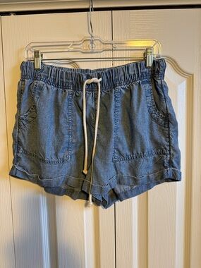 Aerie Women’s Lightweight Denim-Look Drawstring Shorts in Blue
